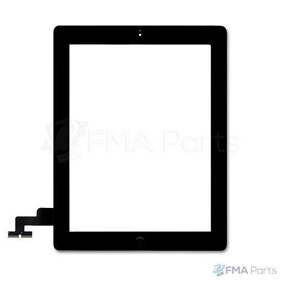 Glass Digitizer Assembly with Home Button, Camera Bracket and Adhesive - Black [High Quality] for iPad 2